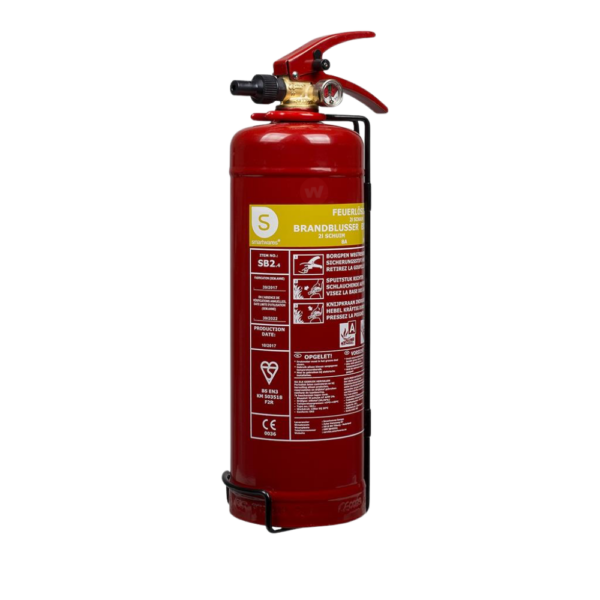 Smartwares SB2 schuimbrandblusser 2 liter voor brandklasse A en B, compact model met EN3 keurmerk, geschikt voor woning, kantoor en caravan.
