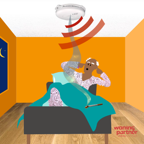 Niet roken op slaapkamers. Rookmelders reageren op sigarettenrook.