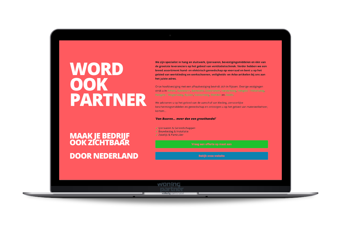 Bedrijf aansluiten bij woningpartner. Vertrouwd door Nederland