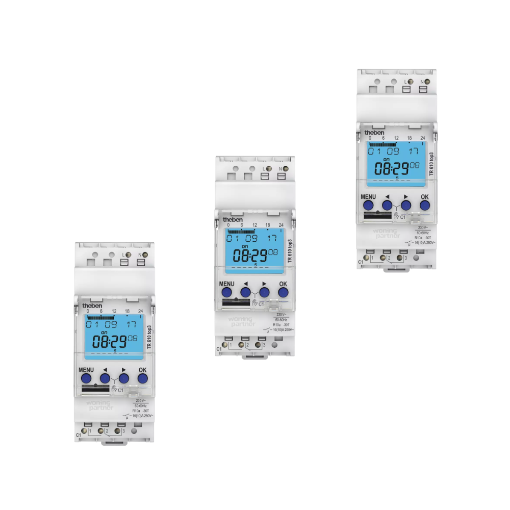 Theben TR 610 Top3 3-Pack Digitale schakelklok met weekprogramm DIN rail