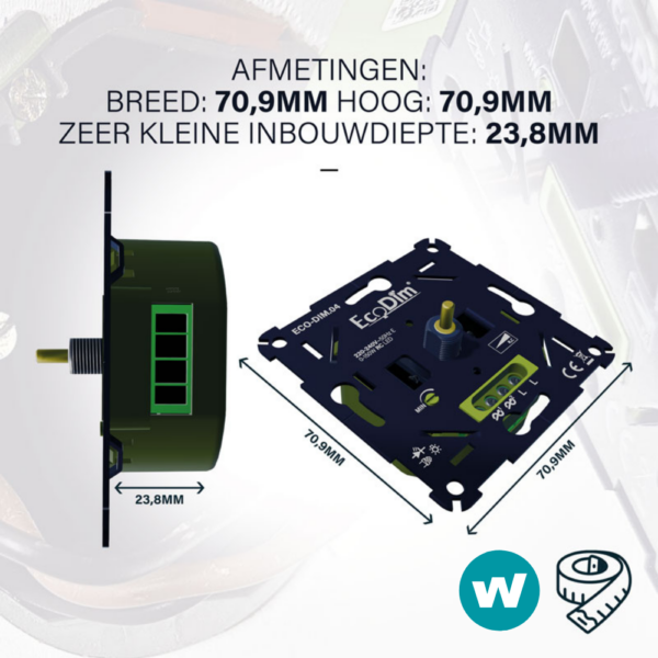 EcoDim.04 afmetingen en aansluitzijde