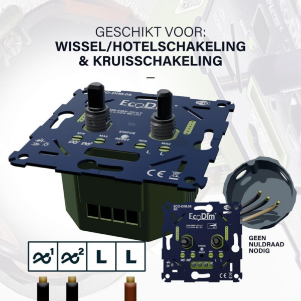 Ecodim.05 WiFi LED-dimmer duo 2x0-100W fase afsnijding (RC) - Afbeelding 3