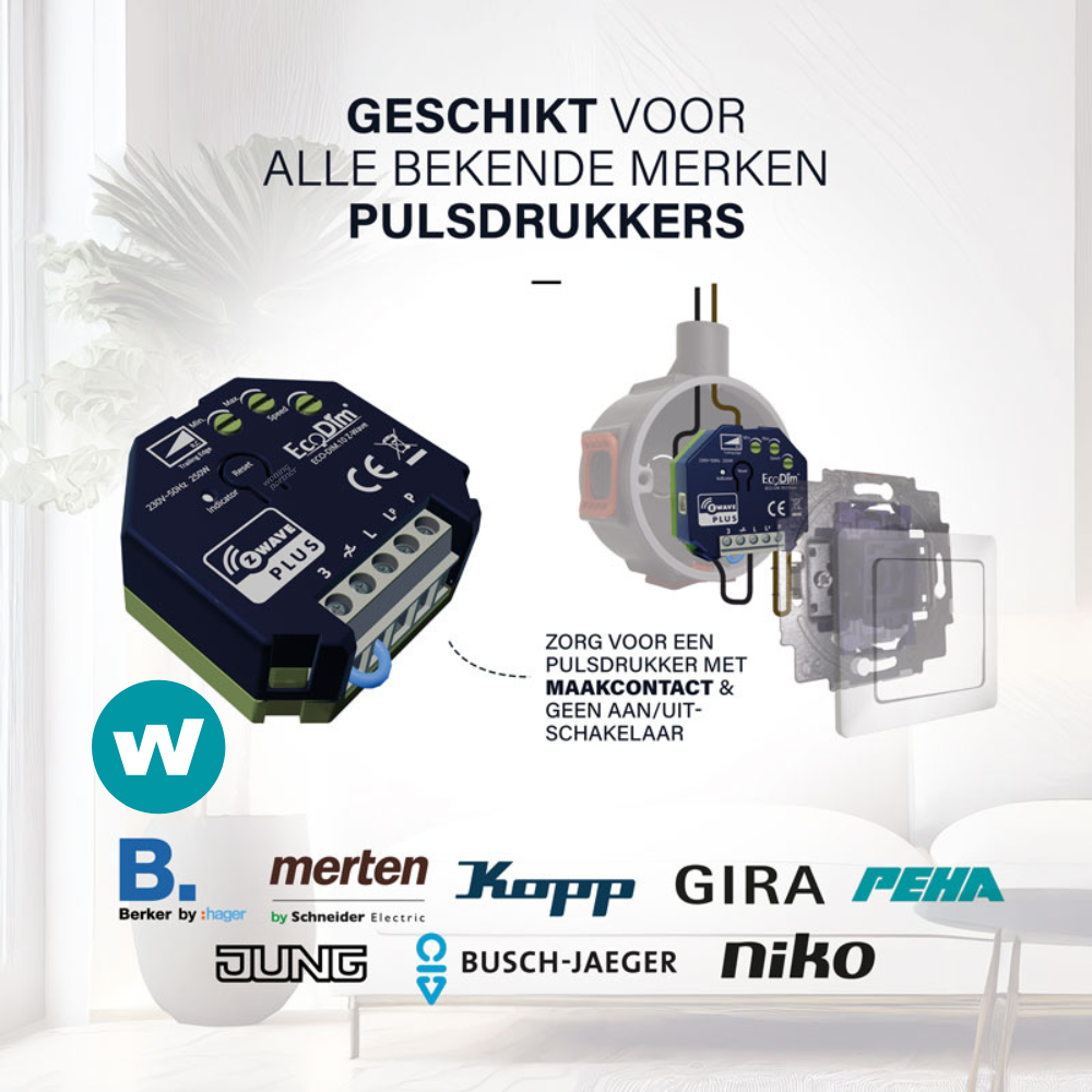 EcoDim.10 Z-Wave voorbeeld geschikte polsdrukkers