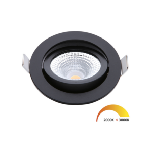 ED-10023 Led inbouwspot kleine inbouwdiepte IP54 dim to warm, rond, zwart, 75mm