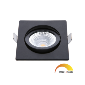 ED-10026 Led inbouwspot kleine inbouwdiepte IP54 dim to warm, vierkant, zwart, 75mm