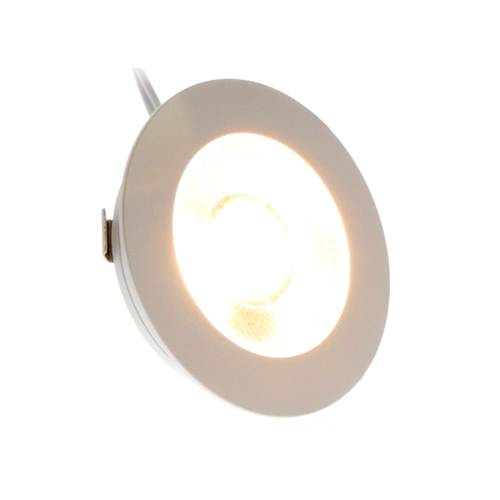 ED-10044 Led meubelspot kleine inbouwdiepte IP54 warm wit, rond, wit, 55mm - Afbeelding 2
