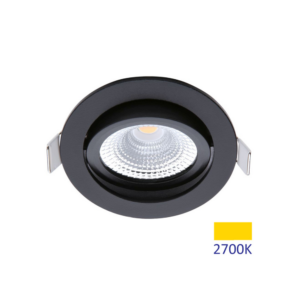 ED-10029 Led inbouwspot kleine inbouwdiepte IP54 warm wit, rond, zwart, 75mm