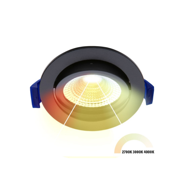 ED-10082 Led inbouwspot kleine inbouwdiepte IP54 2700K/3000K/4000K rond, zwart, 75mm - Afbeelding 2