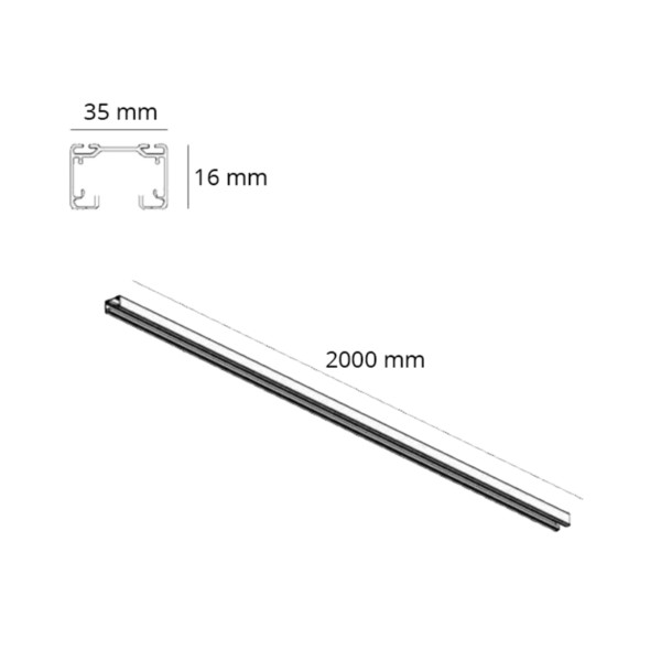 1-fase rail LEDMAT 200cm | zwart - Afbeelding 2
