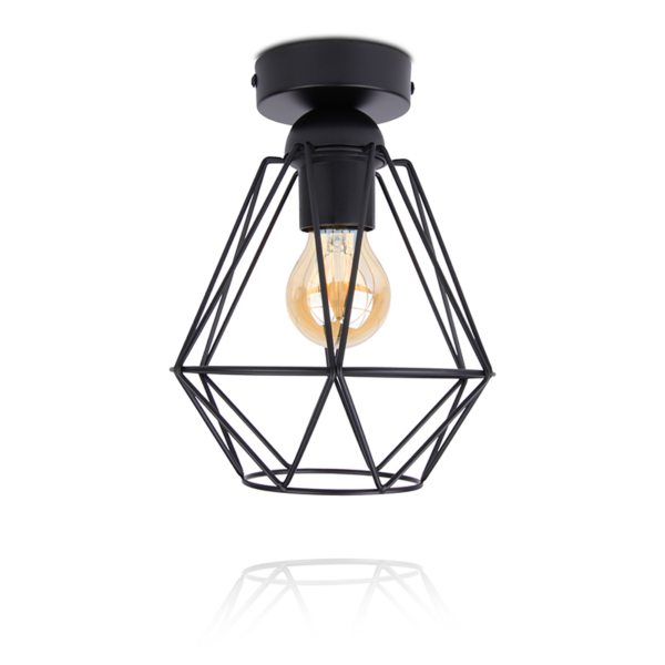 Diamantvorm draadlamp | plafond | industrieel | 4W | zwart