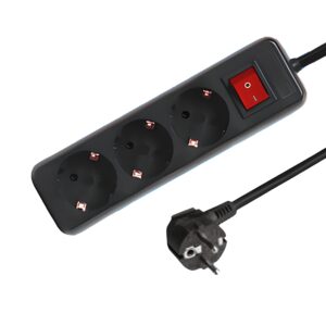3-voudige tafelcontactdoos LEDMAT met schakelaar | 3m | zwart