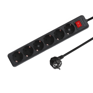 6-voudige tafelcontactdoos LEDMAT met schakelaar | 3m | zwart