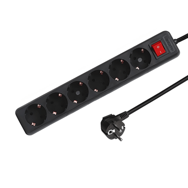 6-voudige tafelcontactdoos LEDMAT met schakelaar | 3m | zwart