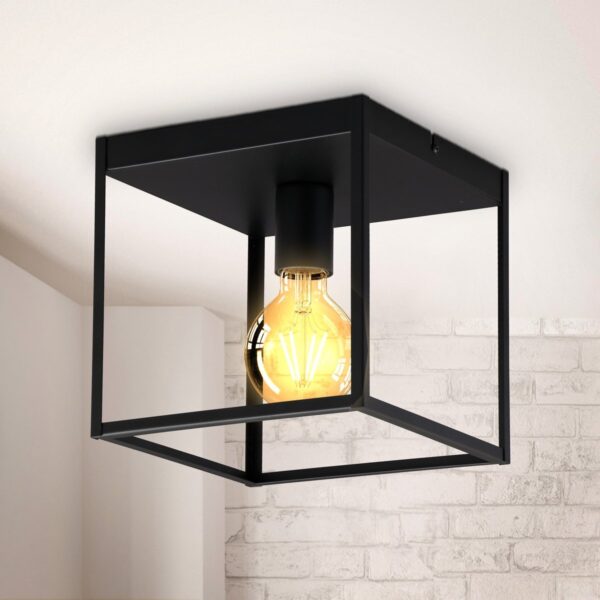 Industriële plafondlamp LEDUXA | vierkant | E27 | zwart - Afbeelding 3