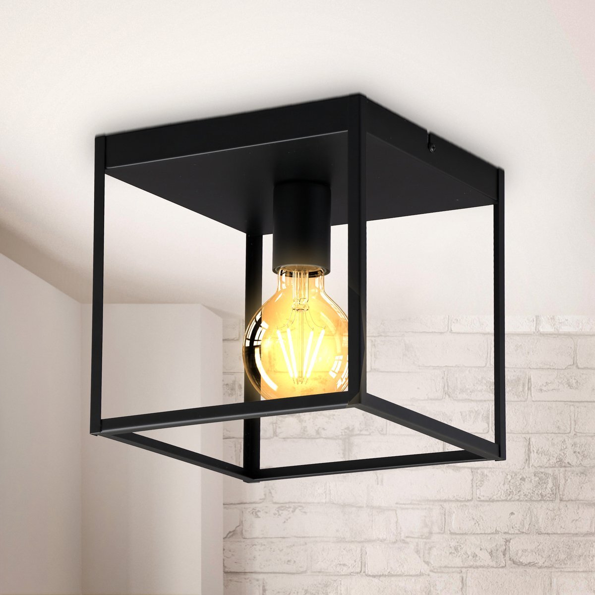 Industriële plafondlamp LEDUXA | vierkant | E27 | zwart - Afbeelding 3