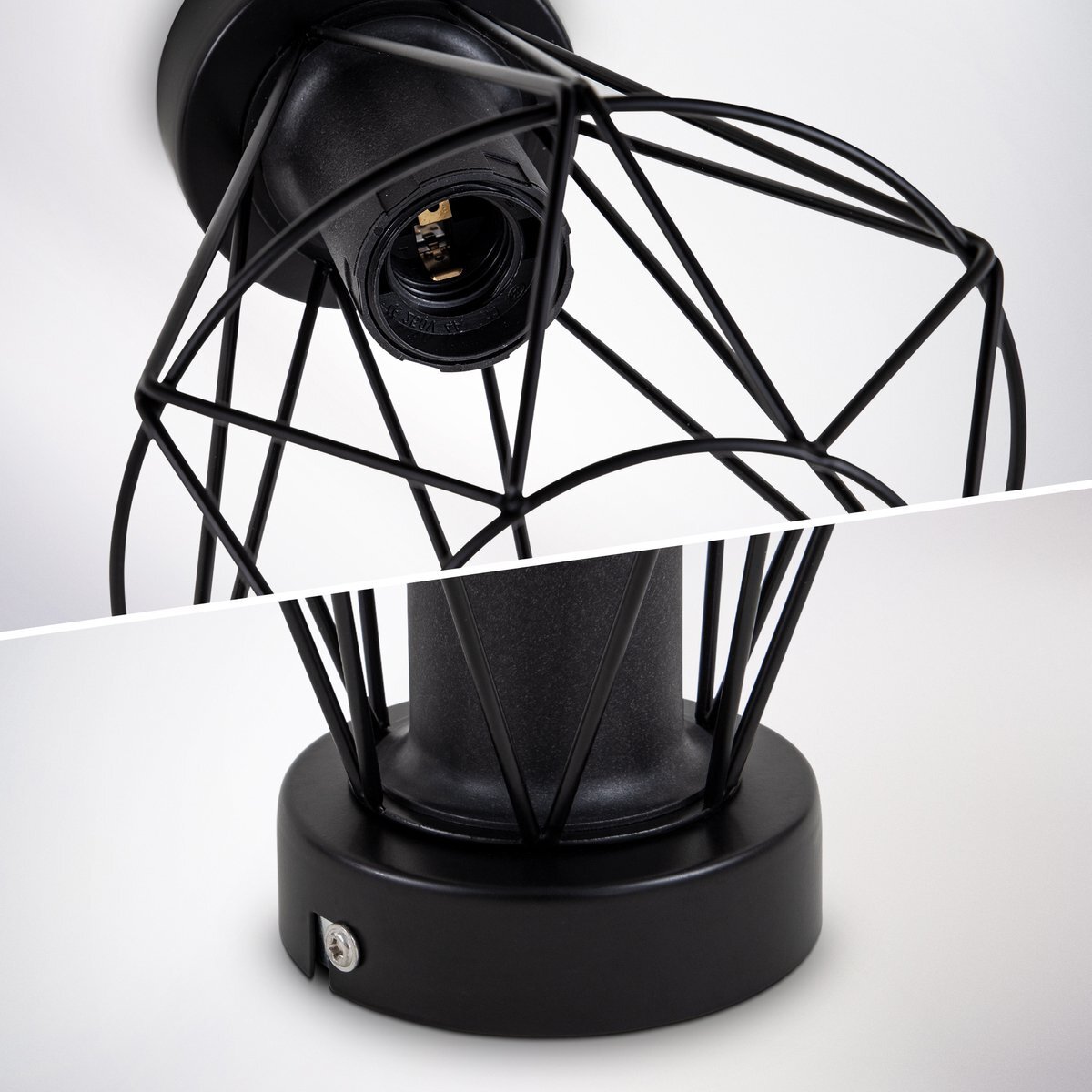 53-3 Diamantvorm draadlamp | plafond | industrieel | 4W | zwart - Afbeelding 3