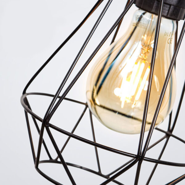 Diamantvorm draadlamp | plafond | industrieel | 4W | zwart - Afbeelding 8