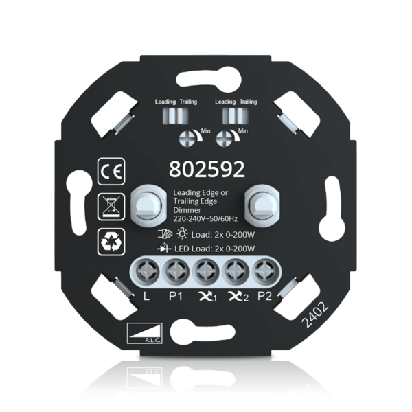 LED dimmer voordeel Duo | 2x200w | fase af- en aansnijding