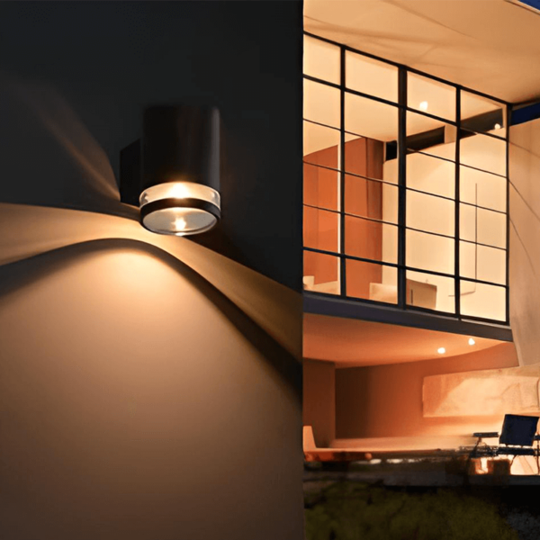 zwarte solar wandlamp buiten