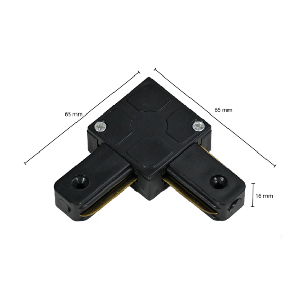 l vorm connector voor 1 fase rail zwart