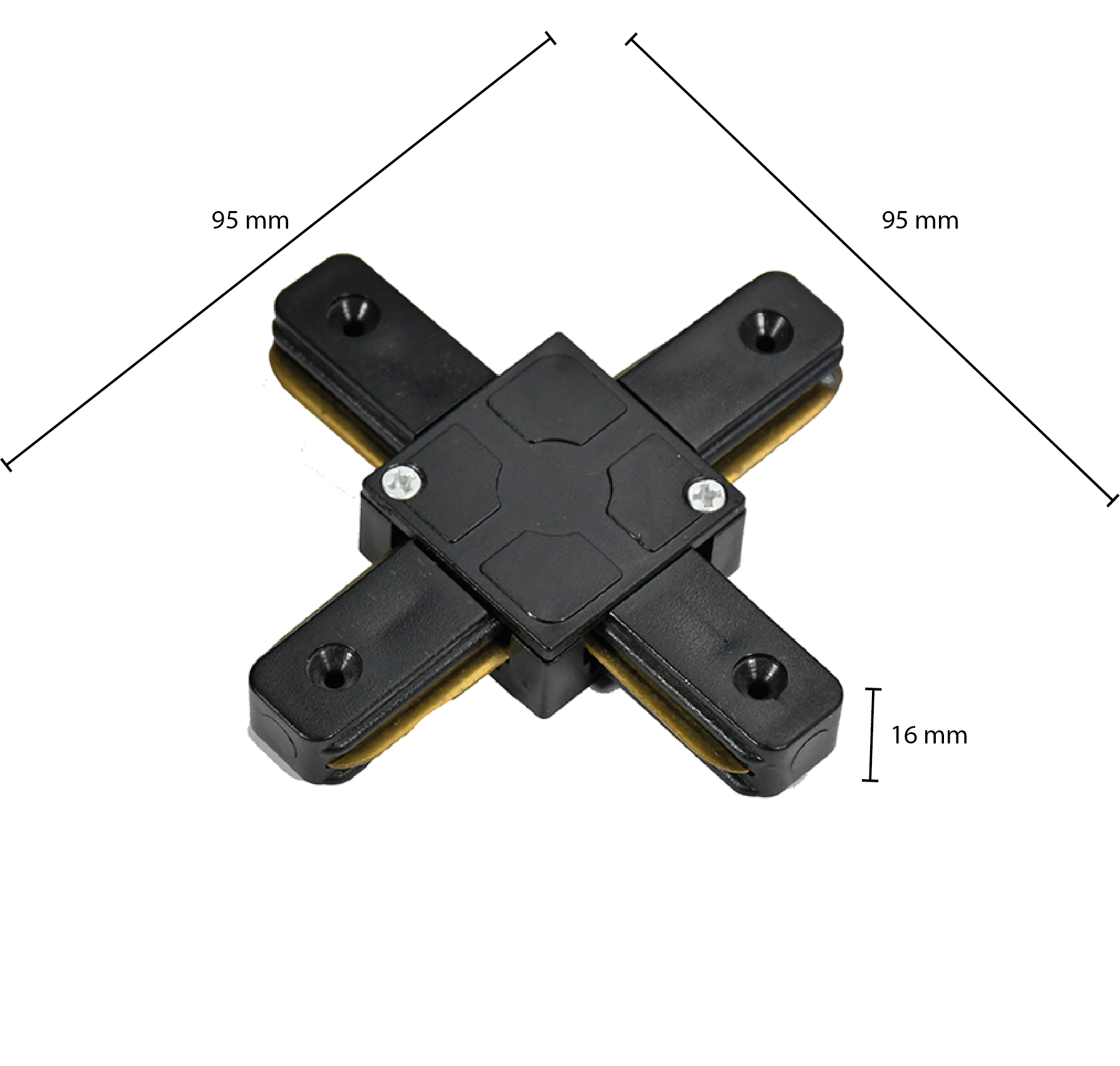 1-fase-rail X-vorm connector LEDMAT | zwart - Afbeelding 2