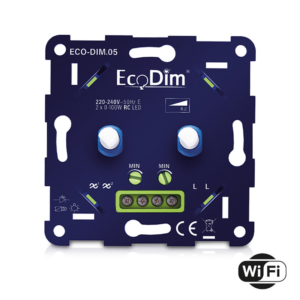 WiFi LED-dimmer duo EcoDim.05 | 2x 0-100w | fase afsnijding RC