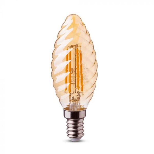 LED filament | E14 | LED kaarslamp | ribbel | dimbaar | Amber | 2w - Afbeelding 2