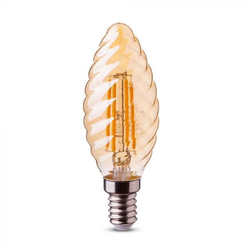 LED filament | E14 | LED kaarslamp | ribbel | dimbaar | Amber | 2w - Afbeelding 2