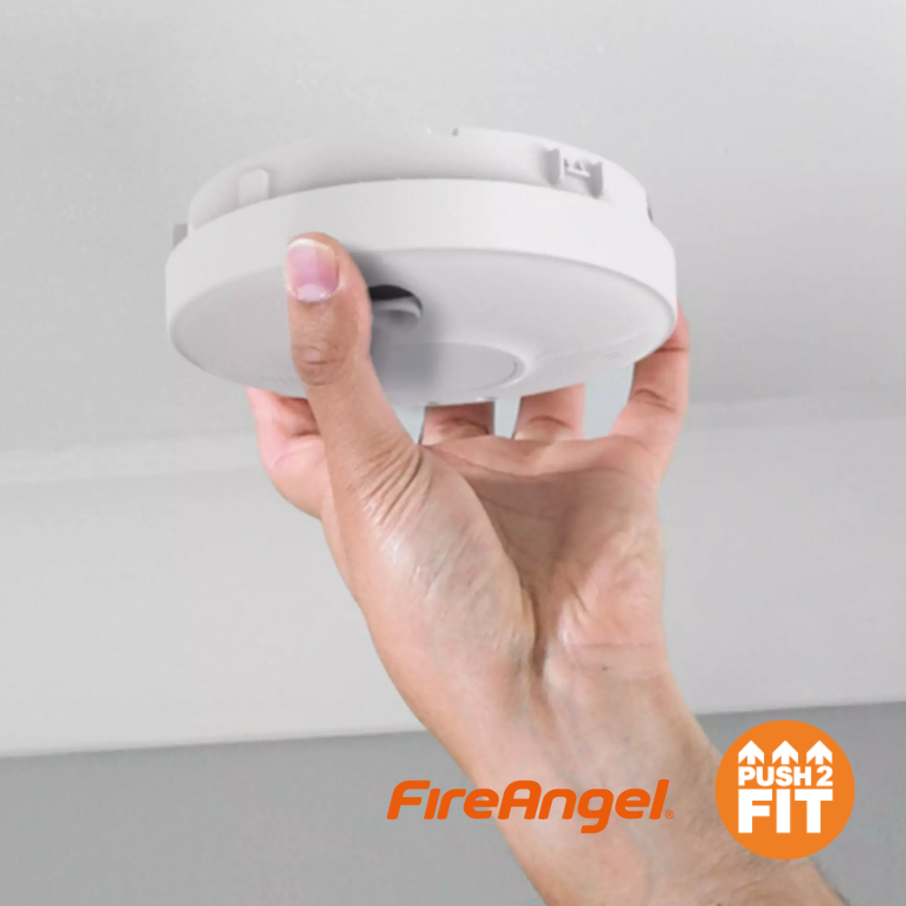 FireAngel SW1-EUT rookmelder 230 volt met back-up batterij montage aan plafond