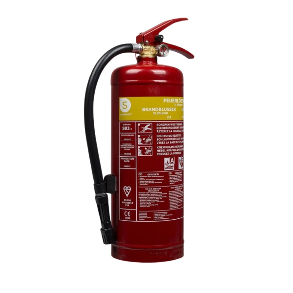 Smartwares FEX-15230 schuimblusser 3 liter met Rijkstypekeur. Geschikt voor brandklasse A en B, eenvoudig te bedienen en inclusief ophangbeugel Smartwares FEX-15230 schuimblusser 3 liter met Rijkstypekeur. Geschikt voor brandklasse A en B, eenvoudig te bedienen en inclusief ophangbeugel