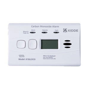 K10LLDCO Kidde koolmonoxidemelder met display. Voorzien van een vaste 10-jaars batterij.