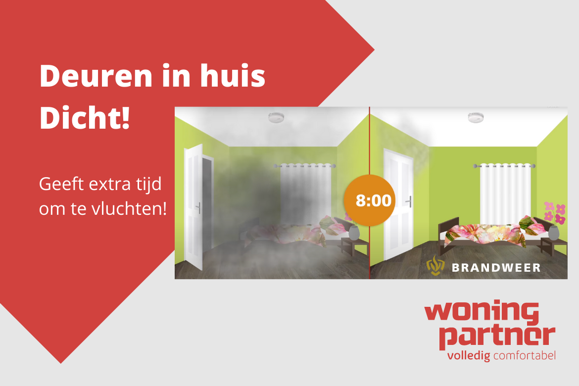 Deuren in huis sluiten bij brand om rookverspreiding te beperken en extra vluchtijd te creëren