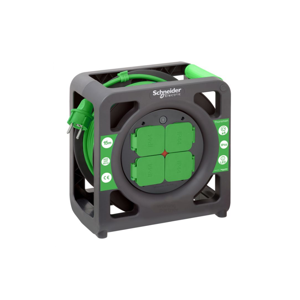 Schneider- IMT33136 15 meter kabelhaspel Thorsman HO5VVF - 3G1.5 - IP44 - Schuko.
