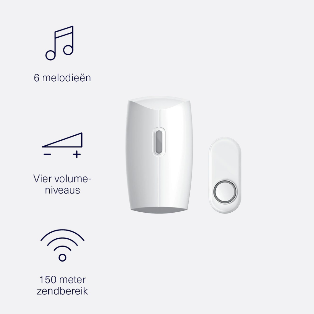 Stekkerdeurbelset _ ACDB-8000AC_overzicht ACDB-8000AC KlikAanKlikUit Draadloze deurbel plug-in 6 melodieën | 150 meter - Afbeelding 3
