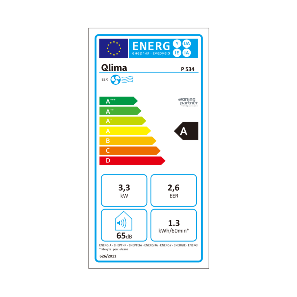 Qlima P534 mobiele airconditioner 3,34 kW energielabel Qlima P534 mobiele airconditioner 3,34 kW - Afbeelding 4
