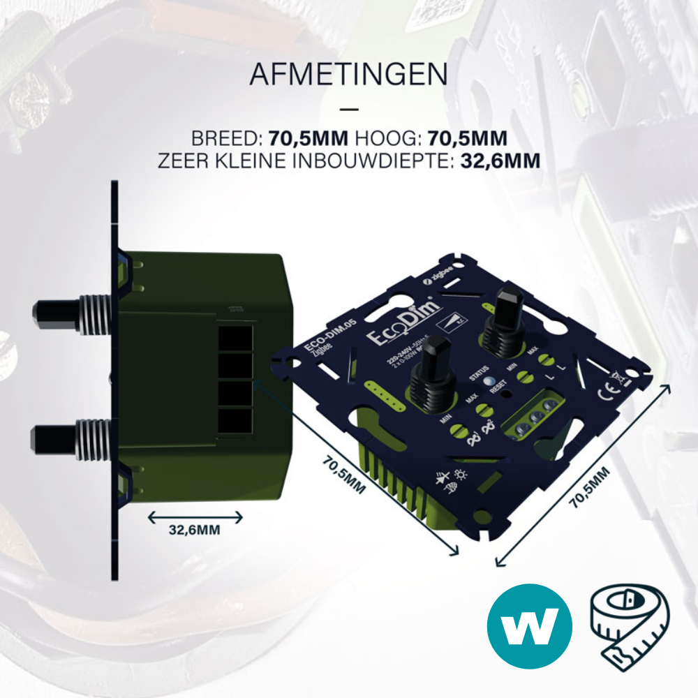 ECO-DIM.05 Zigbee led dimmer duo_afmetingen EcoDim.05 Zigbee LED-dimmer duo 2x 0-100W fase afsnijding (RC) - Afbeelding 3
