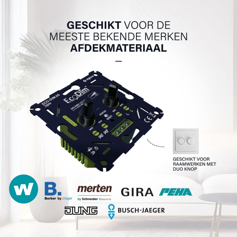 ECO-DIM.05 Zigbee led dimmer_voor-bekende-merken. EcoDim.05 Zigbee LED-dimmer duo 2x 0-100W fase afsnijding (RC) - Afbeelding 5