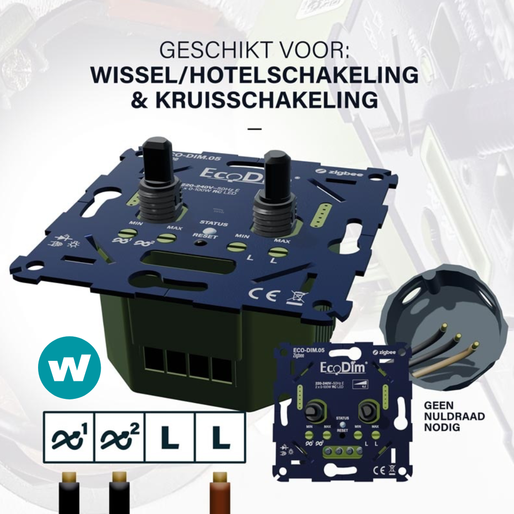 ECO-DIM.05 Zigbee led dimmer_wissel-hotel_kruisschakeling EcoDim.05 Zigbee LED-dimmer duo 2x 0-100W fase afsnijding (RC) - Afbeelding 4