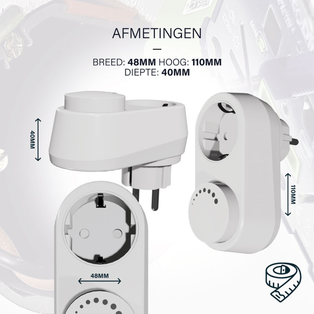ECO-DIM.06 Zigbee Led stekkerdimmer_afmetingen EcoDim.06 Zigbee LED stekkerdimmer 0-100W (RC) - Afbeelding 5