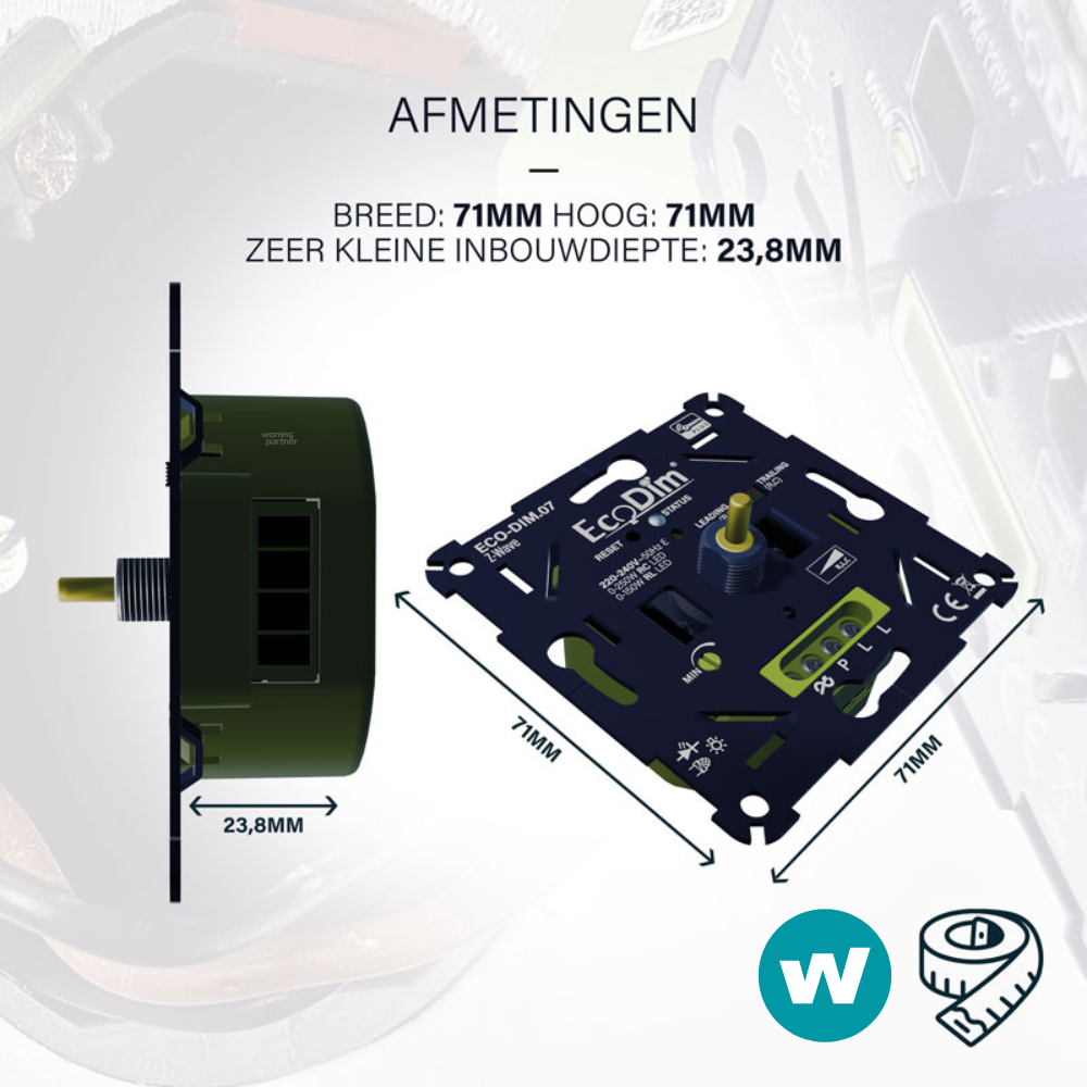 EcoDim.07 Z-Wave LED-dimmer  druk/draai 0-250W (RLC) - Afbeelding 4