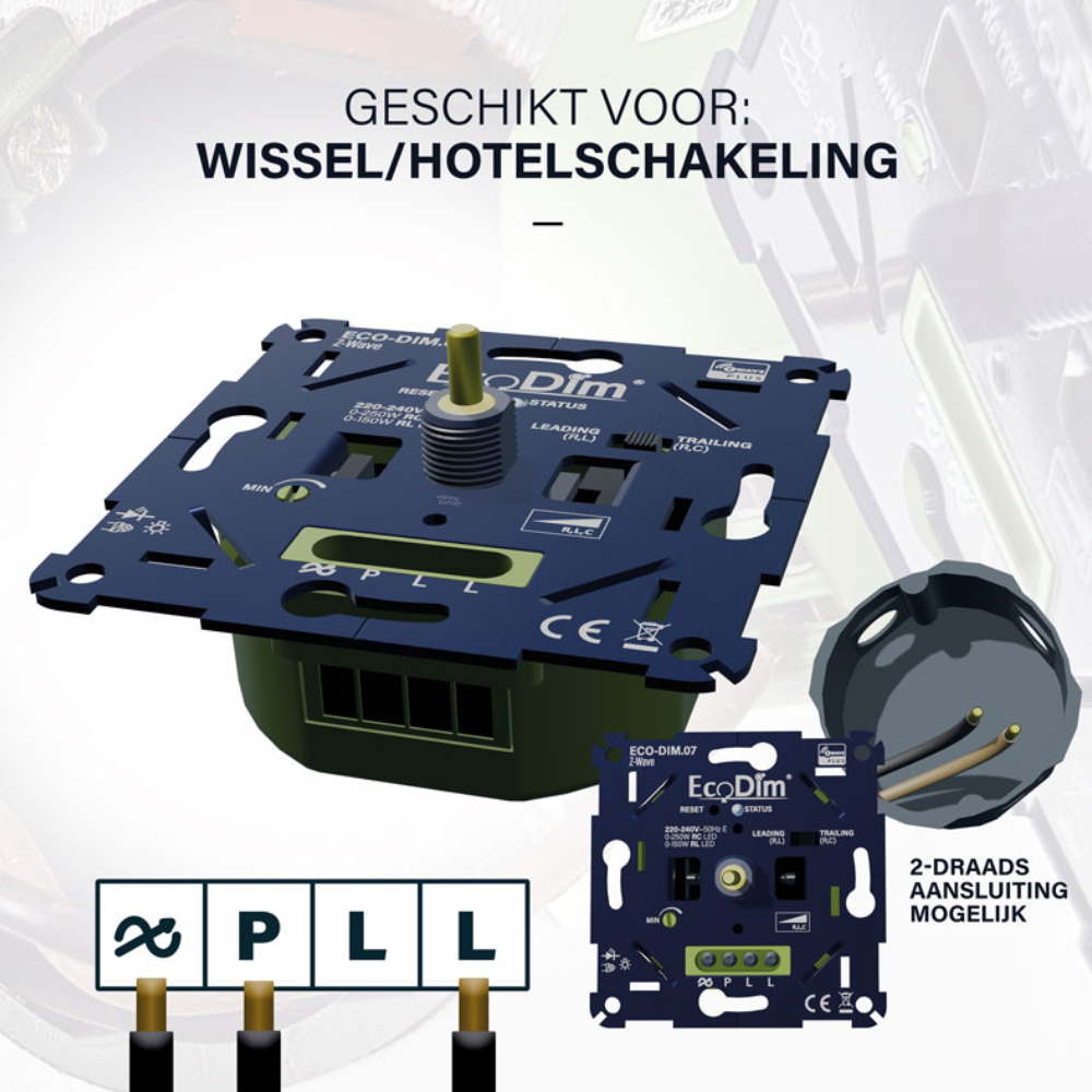 EcoDim.07 Z-Wave LED-dimmer  druk/draai 0-250W (RLC) - Afbeelding 3