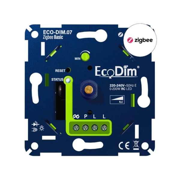 EcoDim.07 Led dimmer Zigbee Basic druk/draai 0-200W EcoDim.07 Led dimmer Zigbee Basic druk/draai 0-200W
