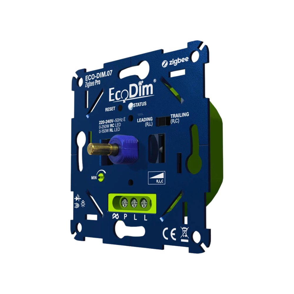 EcoDim.07 Led dimmer Zigbee Pro druk_draai 0-250W RLC_zijaanzicht EcoDim.07 zijaanzicht