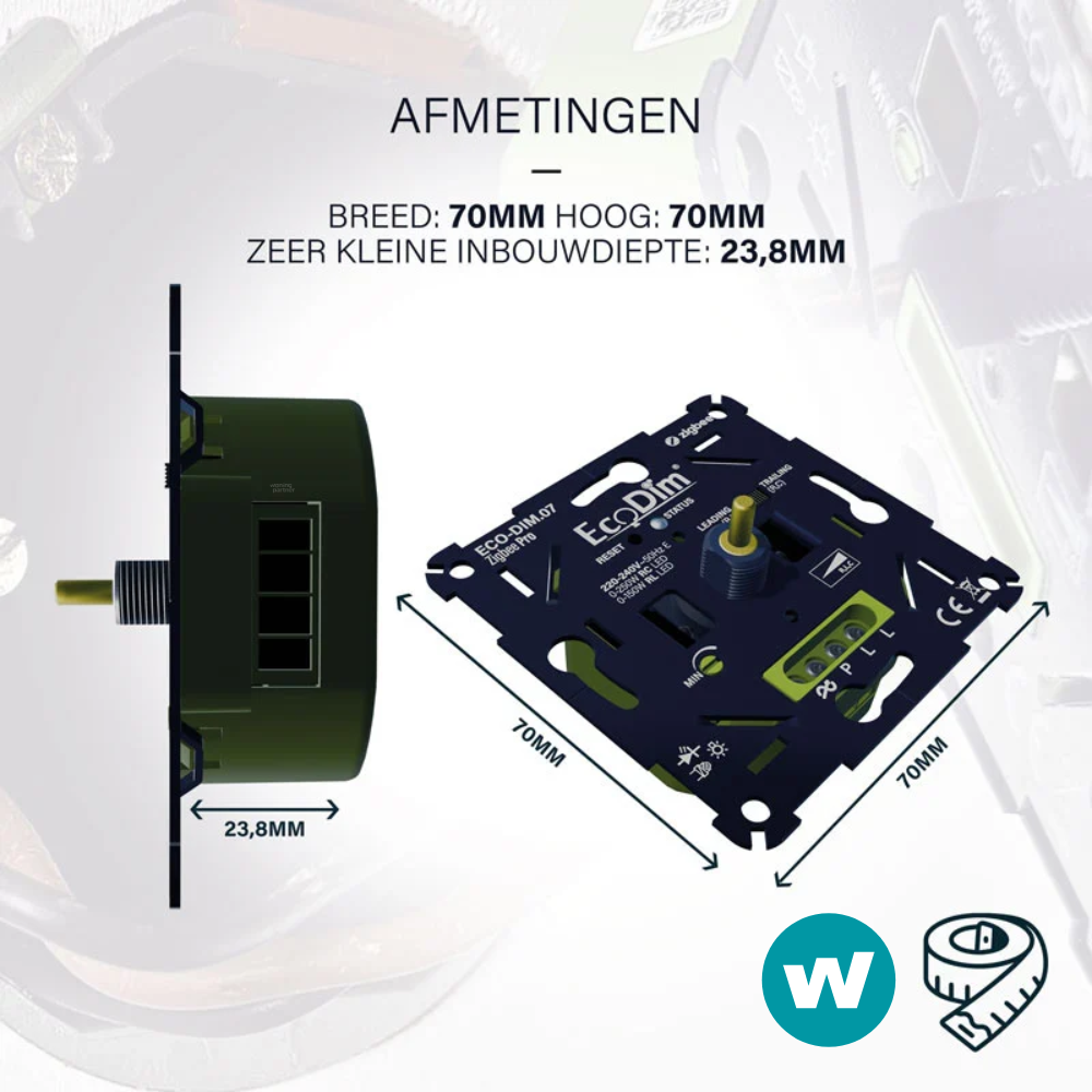 EcoDim.07 Led dimmer Zigbee Pro_afmetingen EcoDim.07 Afmetingen