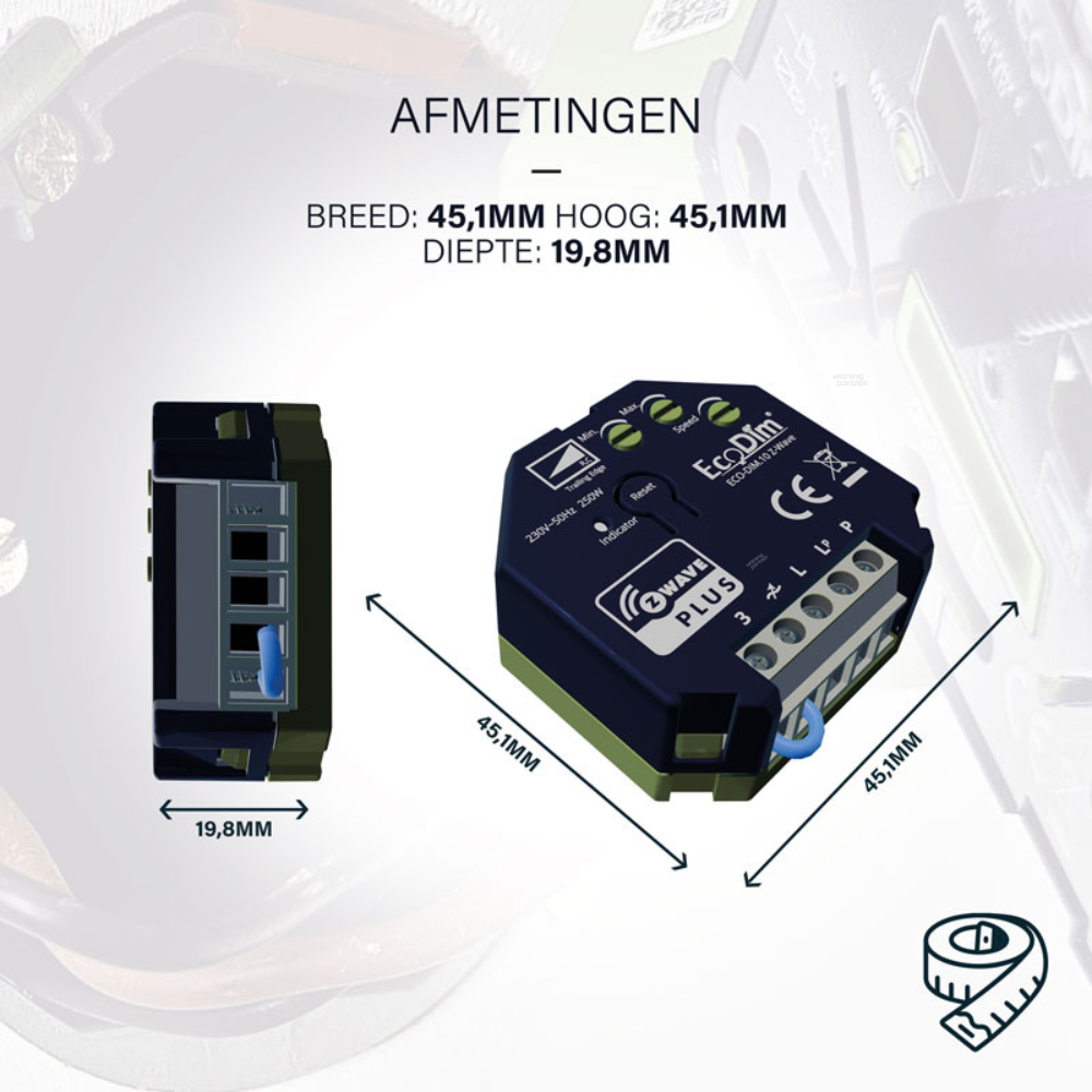 EcoDim.10 Z-Wave led dimmer_afmetingen EcoDim.10 Z-Wave afmetingen
