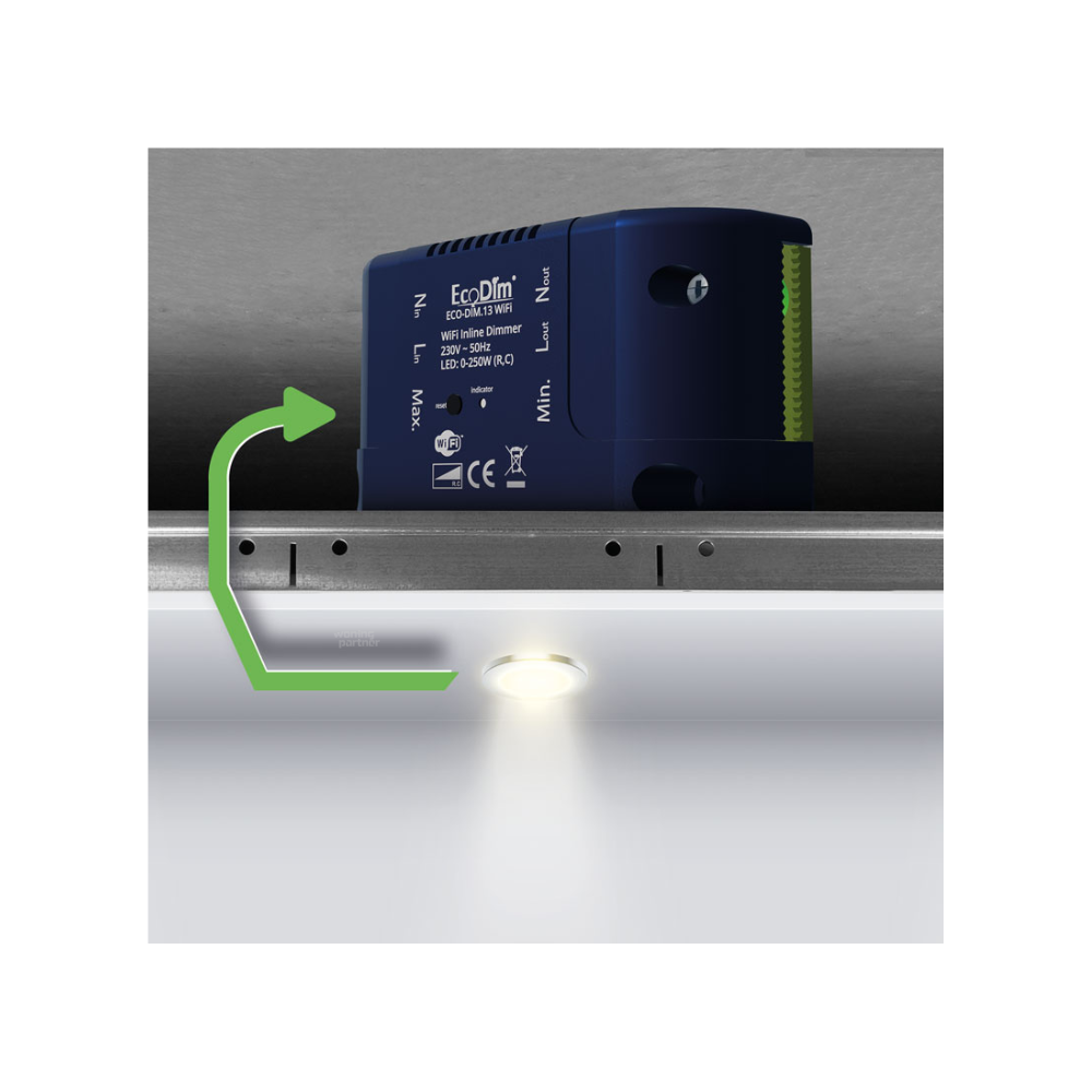 ECO-DIM.13 inline dimmer WiFi_plafond-aansluiting EcoDim.13 inline dimmer WiFi 250W - Afbeelding 4