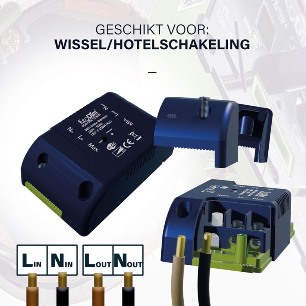 ECO-DIM.13 inline dimmer_wissel-hotelschakeling EcoDim.13 inline dimmer WiFi 250W - Afbeelding 3