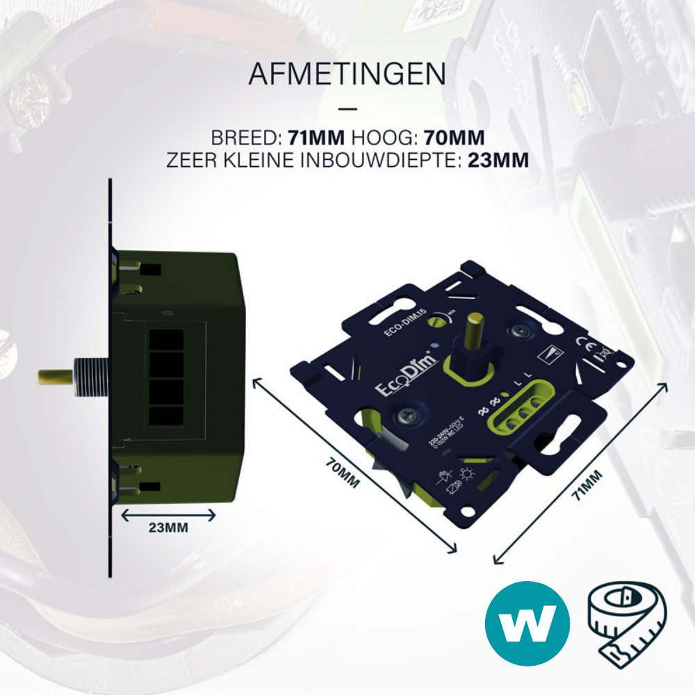 EcoDim.15 Led dimmer_afmetingen EcoDim.15 afmetingen