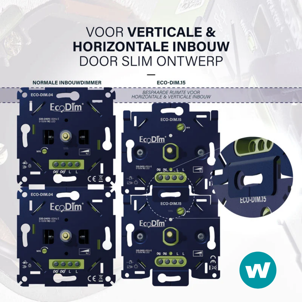 EcoDim.15 Led dimmer+_inbouwwijze_horizontaal_verticaal EcoDim.15 verticaal en horizontaal voorbeeld