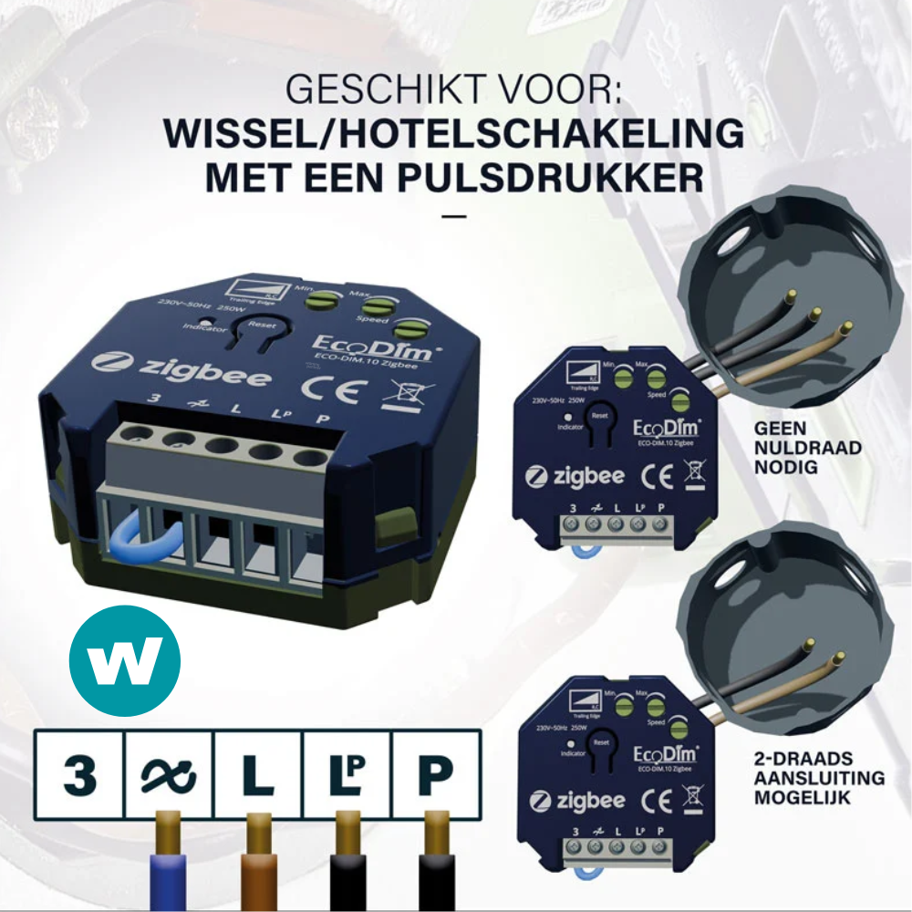 EcoDim.10 Zigbee aansluit voorbeeld